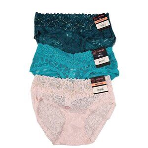 No Boundaries 3-Pack Underwear Blue Pink Green Lace Hipster Panties - Size XS